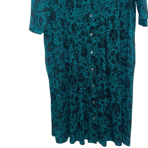 J.Jill Women's Floral Stretchy Knit Button Up 3/4 Sleeve Boho Dress Sz 3X - Picture 4 of 11